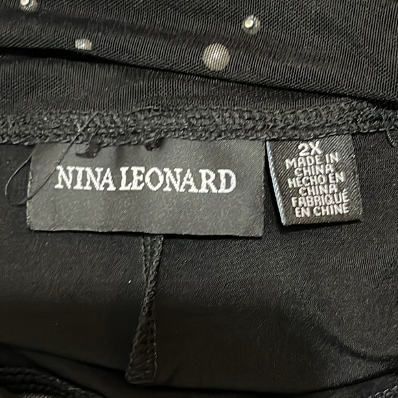 Nina Leonard‎ Womens Swing Dress Mesh Top Beads Midi Size 2X Pockets Black - Picture 6 of 6